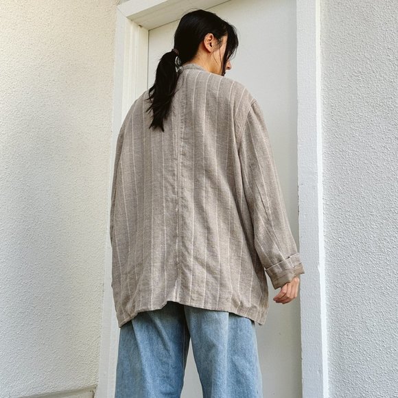 Men's Stand Collar Blazer Jacket - Picture 2 of 8